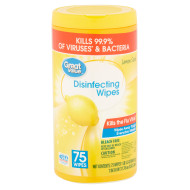 Great Value Lemon Scent Disinfecting Wipes, 75 Count, 1 Lbs, 5.5 Ounce