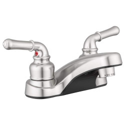 Lynden Bathroom Sink Faucet by Pacific Bay - Features a Classically Arced Spout and Traditional Two-Lever Operation – Metallic Satin Nickel Plating Over ABS Plastic
