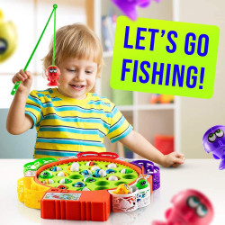 DOTSOG Fishing Game Toy Set with Single-Layer Rotating Board Gift for Toddlers and Kids